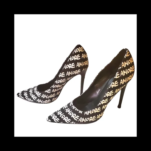 Amore Stilletto Graffiti Shoe Republic Black and White Size 10 - Picture 3 of 8